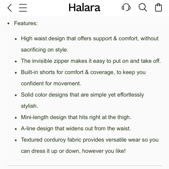 High Waisted A Line Corduroy Skirt with shorts - Halara NWT medium! - Picture 9 of 10